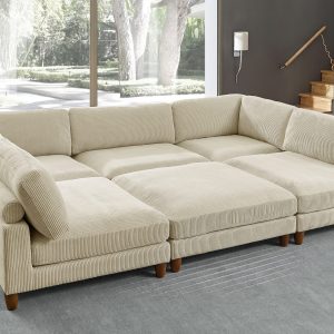 Espinosa 6-Piece Corduroy Sectional with Slipcovers